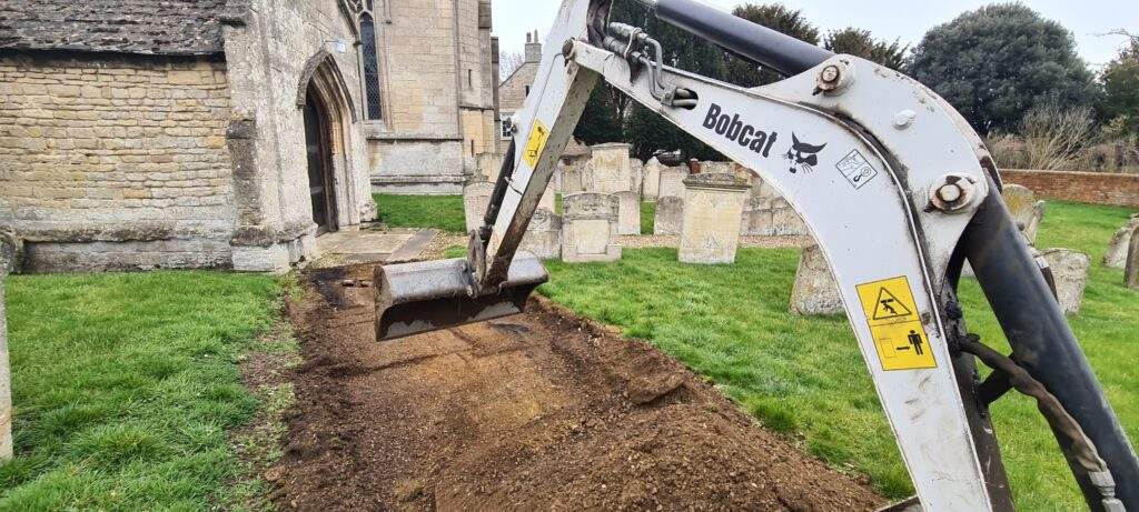 Pathway Being Excavated in Northborough, Peterborough