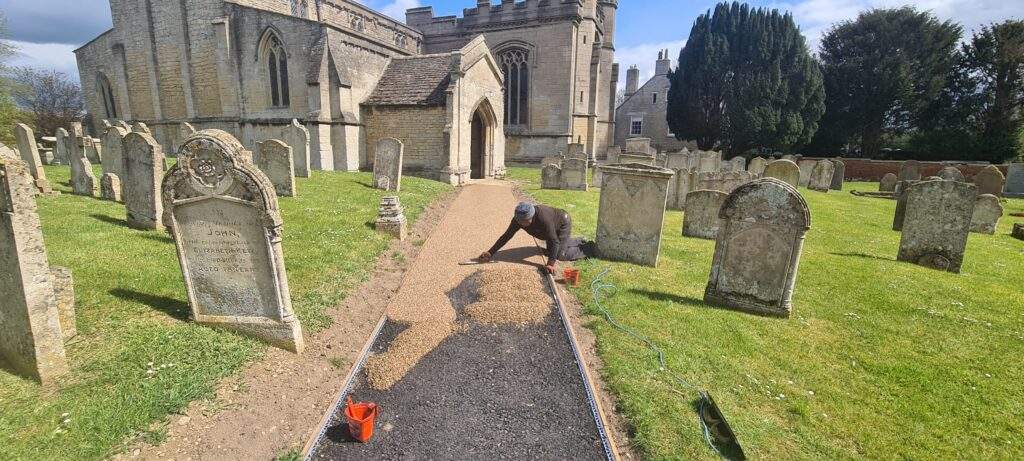 Resin Pathway being installed for Northborough Church