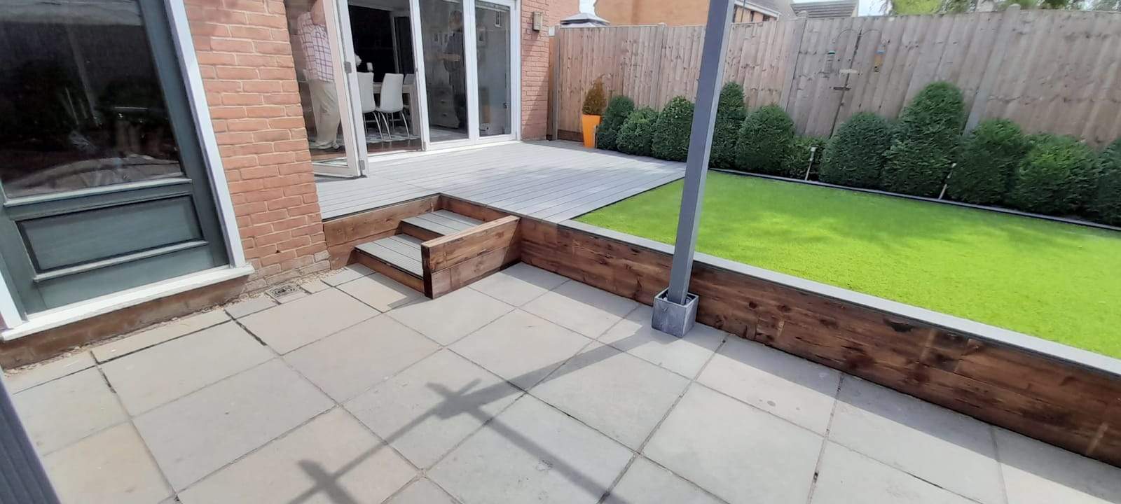 Composite Decking in Grey with Steps in Peterborough