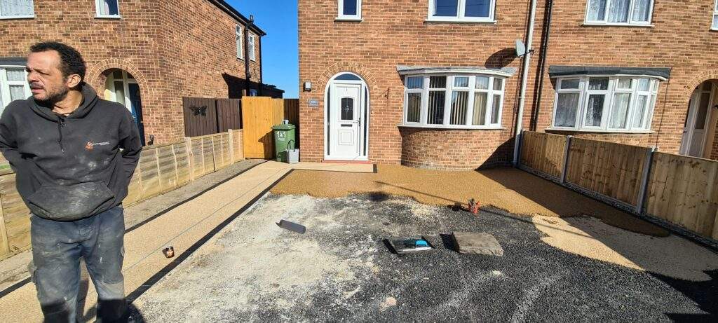 Resin driveway being installed in Stanground