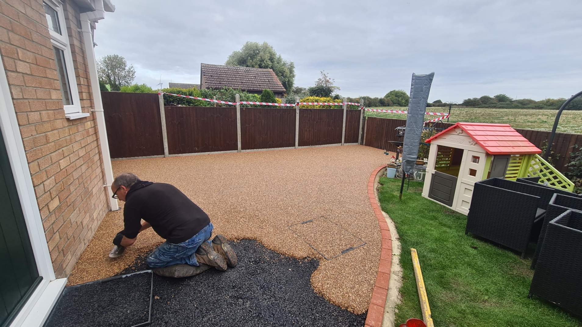 Resin Bound Patio being installed in Ramsey