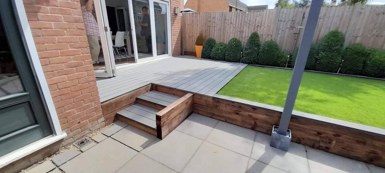 Grey Composite Decking and Sleepers Installed Peterborough