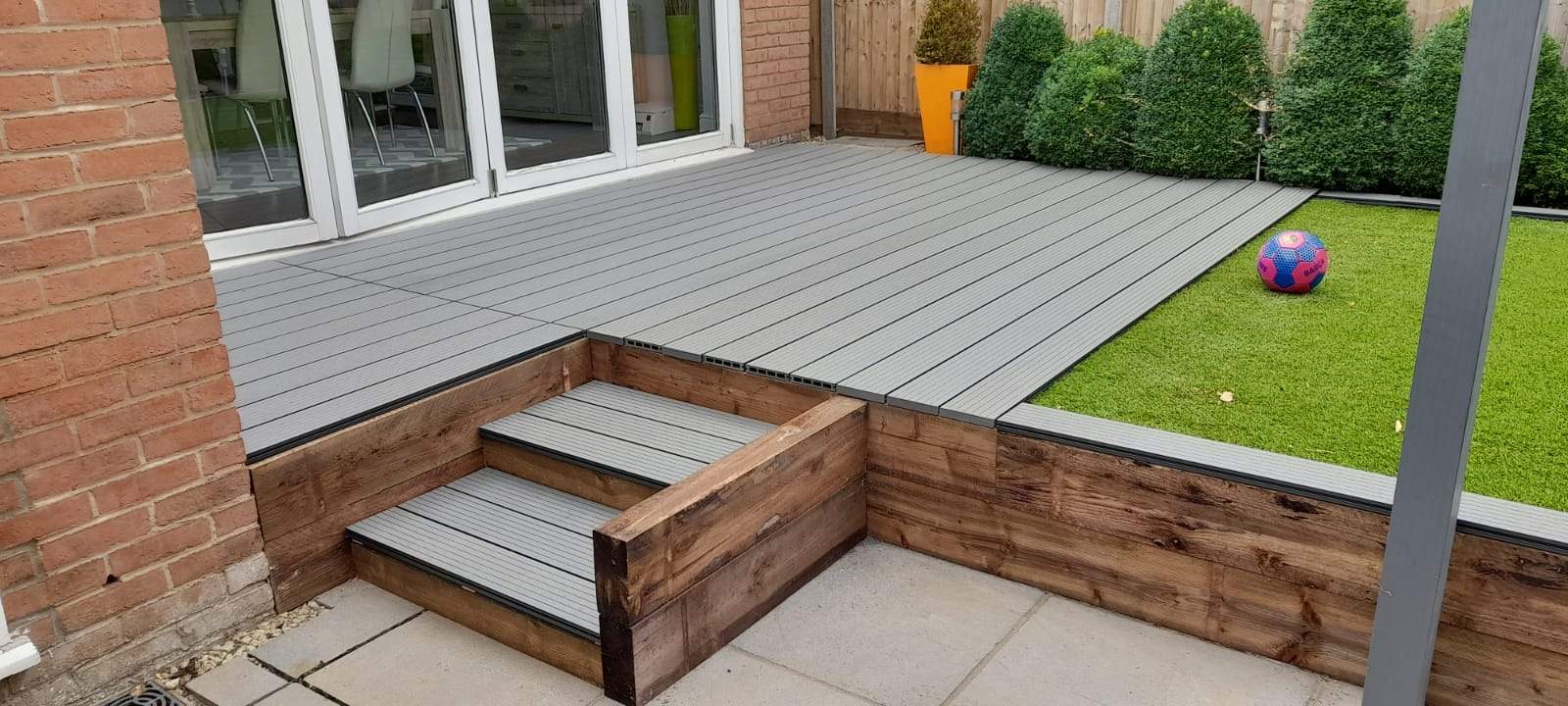 Grey Composite Decking with Steps Peterborough